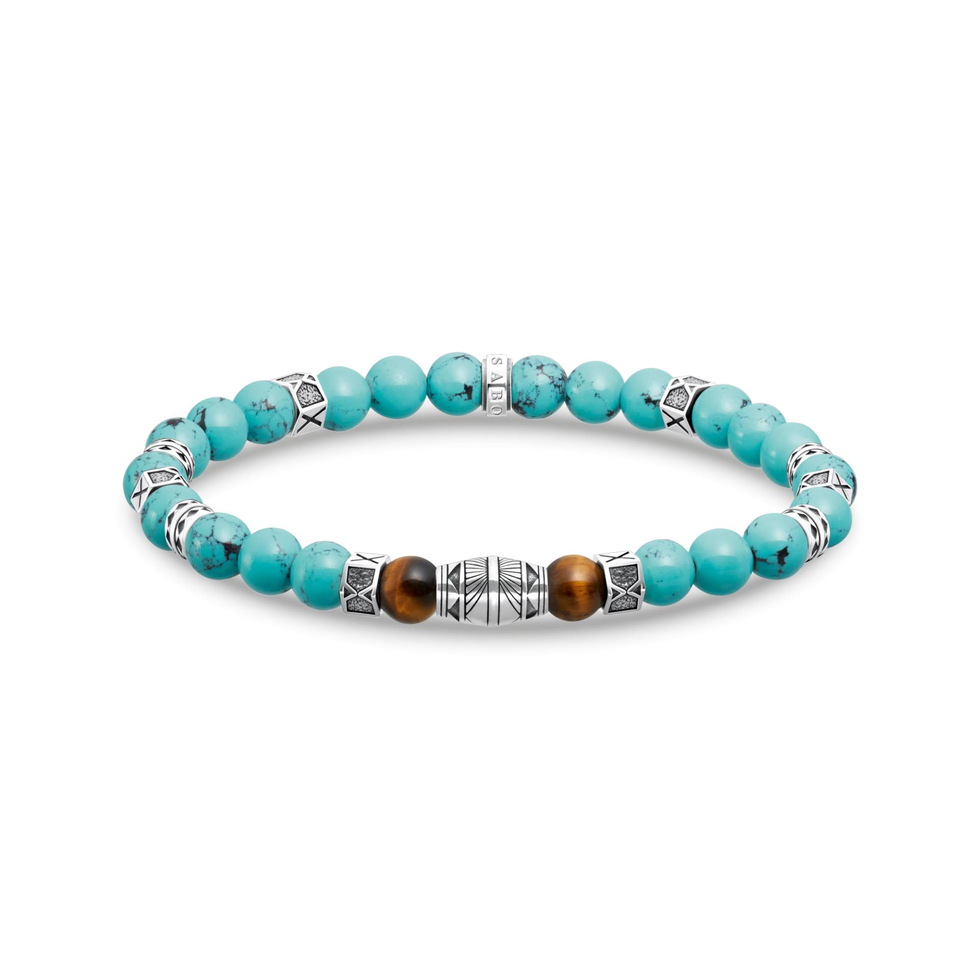 Thomas Sabo Armband mit türkisen Beads und Tigerauge-Beads Silber mehrfarbig A2087-364-7-L15,5 von Thomas Sabo