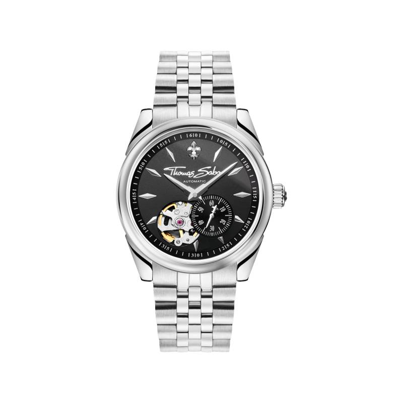 Thomas Sabo Automatikuhr mit 36 mm und Lilienemblem silberfarben schwarz WA0414-201-203-36 MM von Thomas Sabo