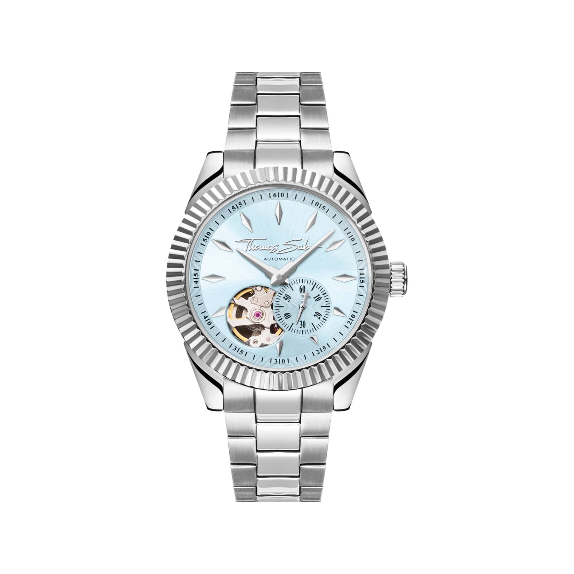 Thomas Sabo Automatikuhr mit 36 mm und Zifferblatt in Eisblau silberfarben blau WA0417-201-209-36 MM von Thomas Sabo