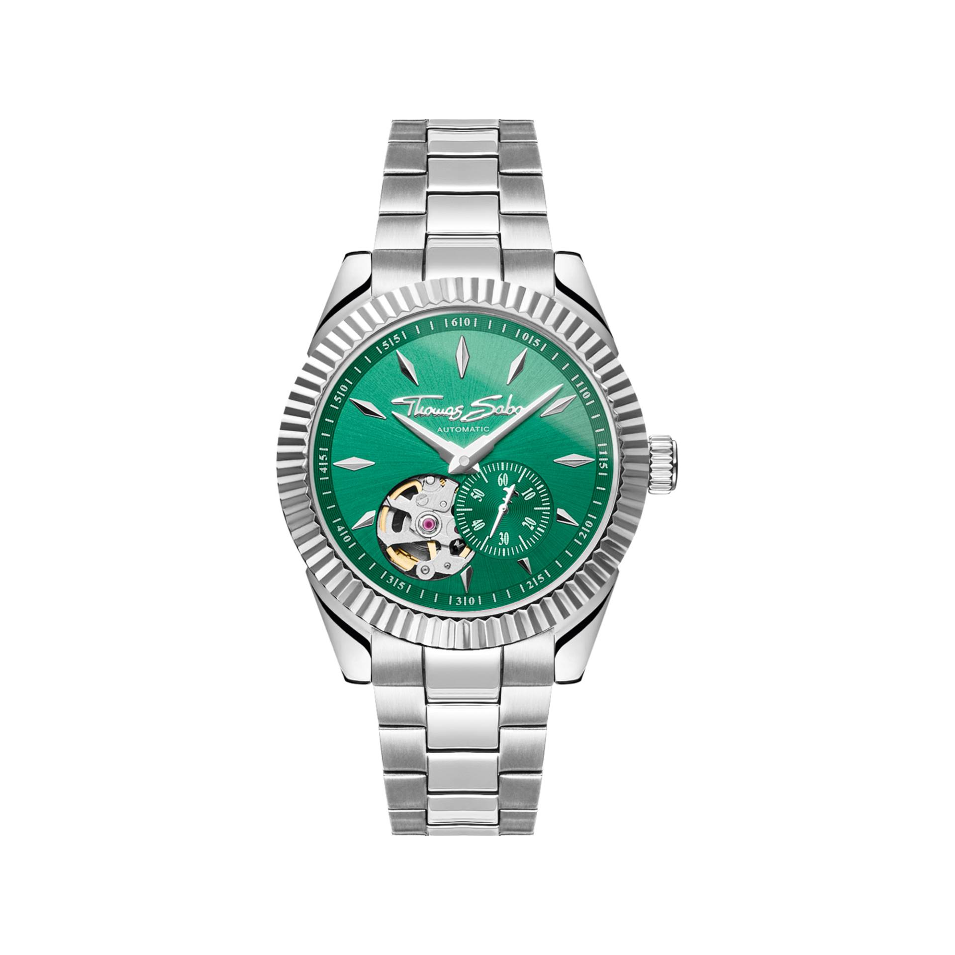 Thomas Sabo Automatikuhr mit 36 mm und Zifferblatt in Smaragdgrün silberfarben grün WA0419-201-211-36 MM von Thomas Sabo