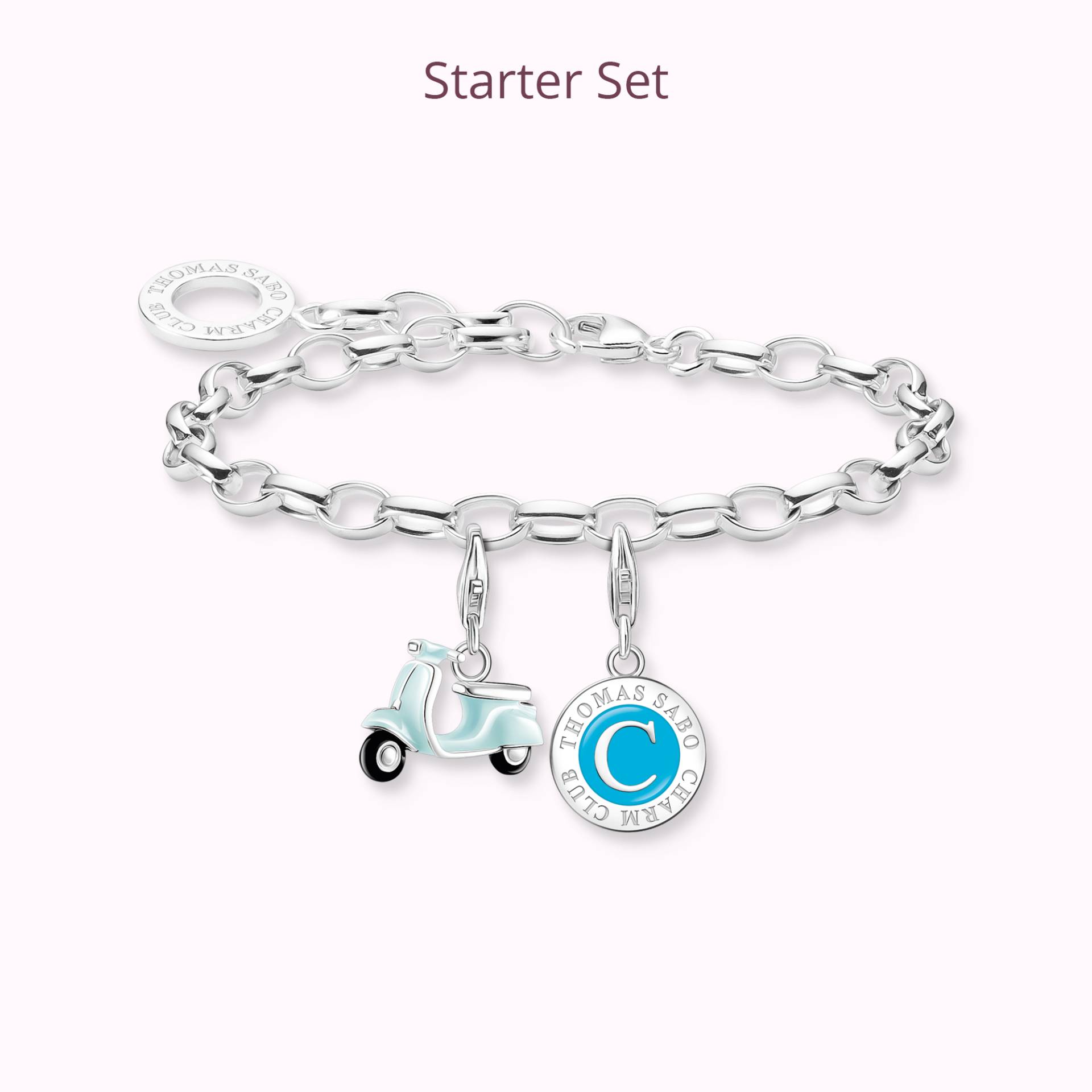 Thomas Sabo CHARMISTA Starter Set Motorroller Silber türkis SET0622-007-17-L14,5 von Thomas Sabo