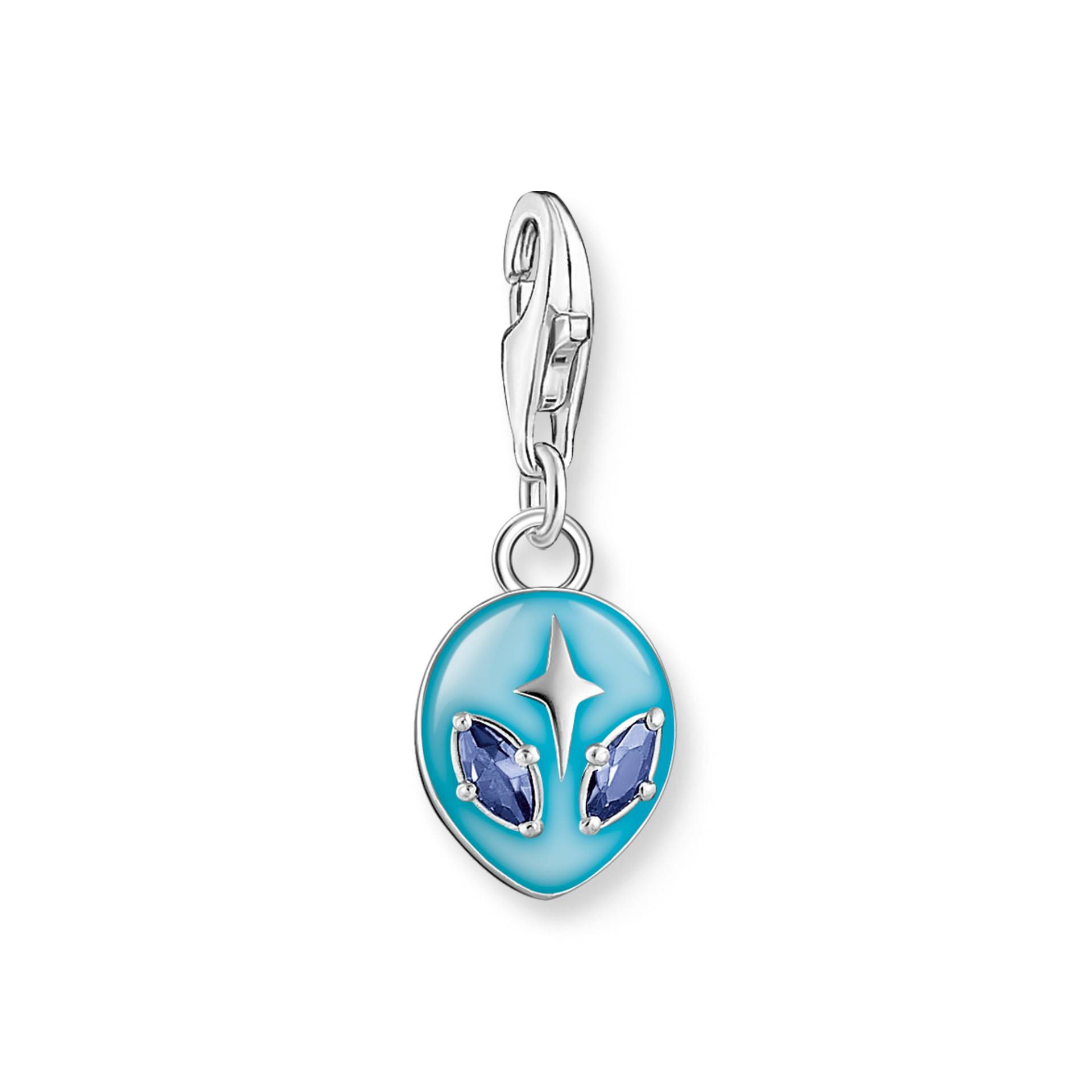 Thomas Sabo Charm-Anhänger Alienkopf mit blauer Kaltemaille und Steinen Silber blau 2051-496-1 von Thomas Sabo