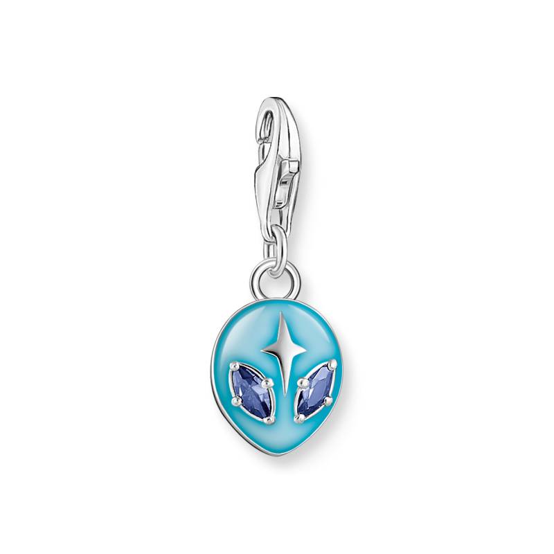 Thomas Sabo Charm-Anhänger Alienkopf mit blauer Kaltemaille und Steinen Silber blau 2051-496-1 von Thomas Sabo