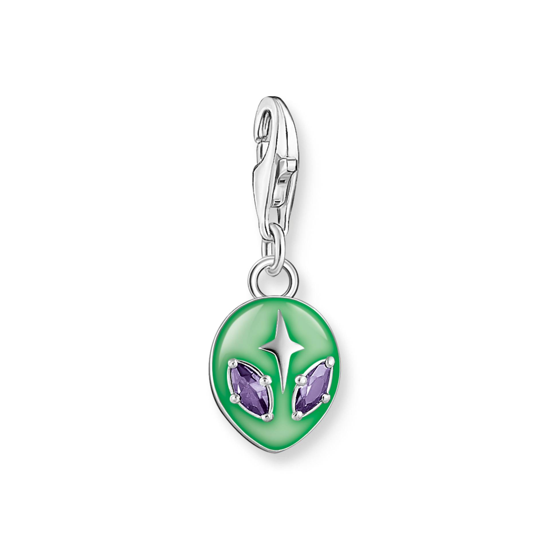 Thomas Sabo Charm-Anhänger Alienkopf mit grüner Kaltemaille und Steinen Silber grün 2050-041-6 von Thomas Sabo