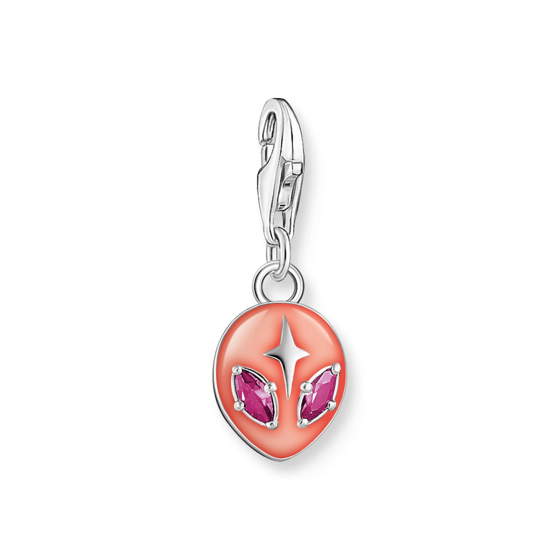 Thomas Sabo Charm-Anhänger Alienkopf mit roter Kaltemaille und Steinen Silber rot 2052-042-10 von Thomas Sabo