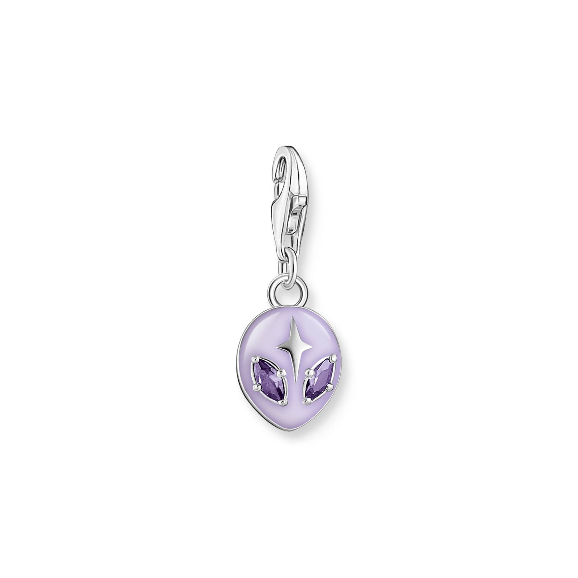 Thomas Sabo Charm-Anhänger Alienkopf mit violetter Kaltemaille und Steinen Silber violett 2049-041-13 von Thomas Sabo