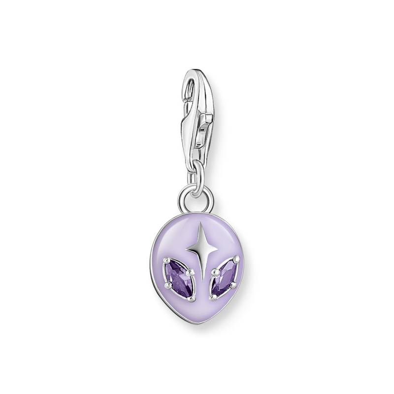 Thomas Sabo Charm-Anhänger Alienkopf mit violetter Kaltemaille und Steinen Silber violett 2049-041-13 von Thomas Sabo