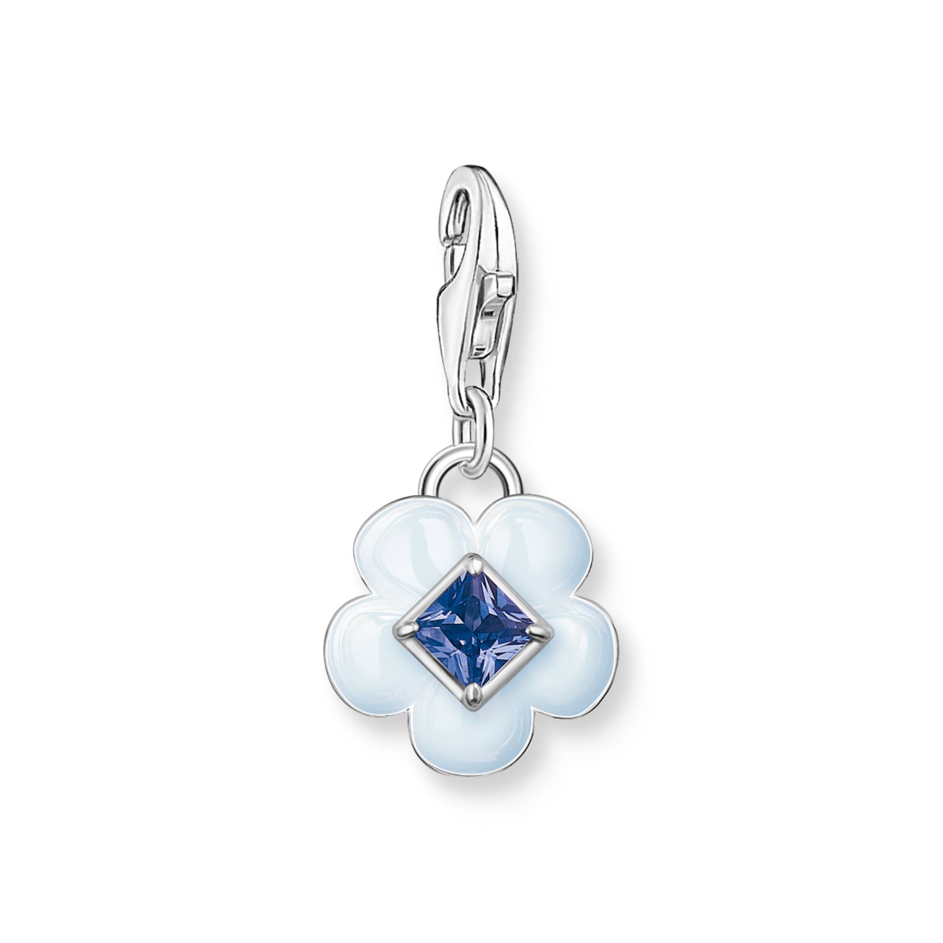 Thomas Sabo Charm-Anhänger Blume mit blauem Stein Silber blau 1916-496-1 von Thomas Sabo