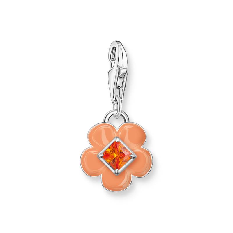 Thomas Sabo Charm-Anhänger Blume mit orangenem Stein Silber orange 2029-041-8 von Thomas Sabo