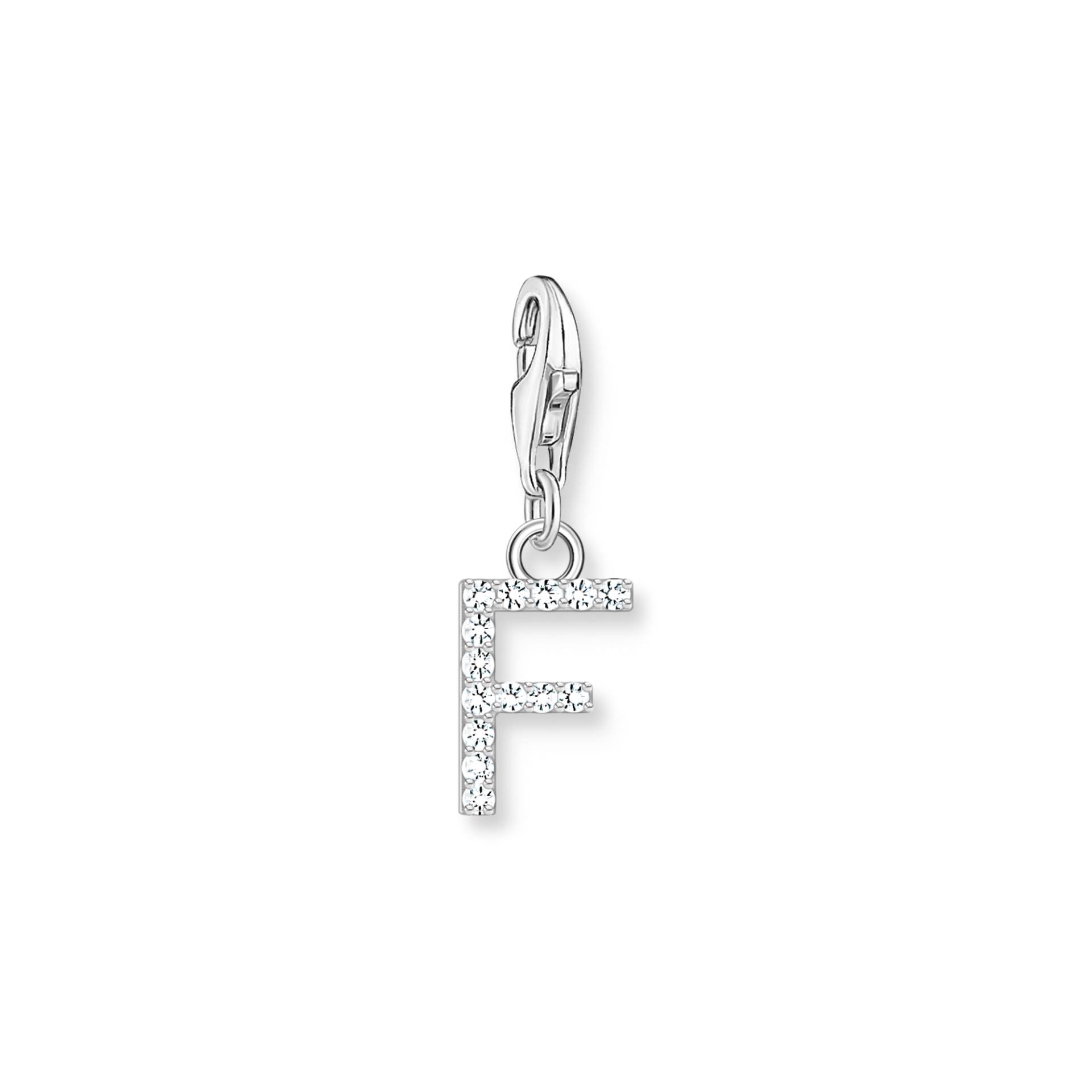 Thomas Sabo Charm-Anhänger Buchstabe F mit weißen Steinen Silber weiß 1946-051-14 von Thomas Sabo