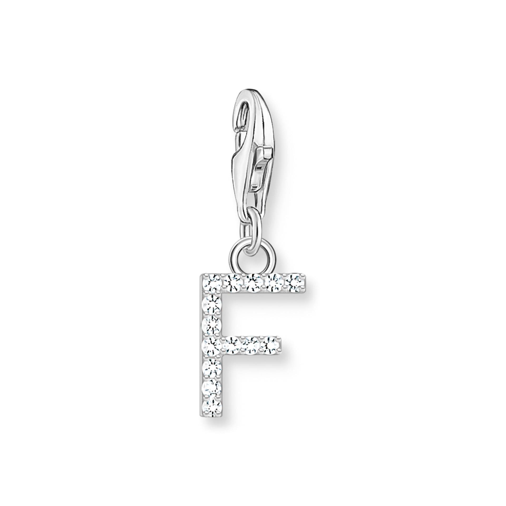 Thomas Sabo Charm-Anhänger Buchstabe F mit weißen Steinen Silber weiß 1946-051-14 von Thomas Sabo