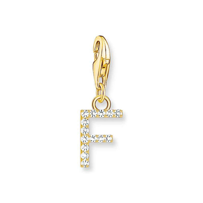 Thomas Sabo Charm-Anhänger Buchstabe F mit weißen Steinen vergoldet weiß 1969-414-14 von Thomas Sabo