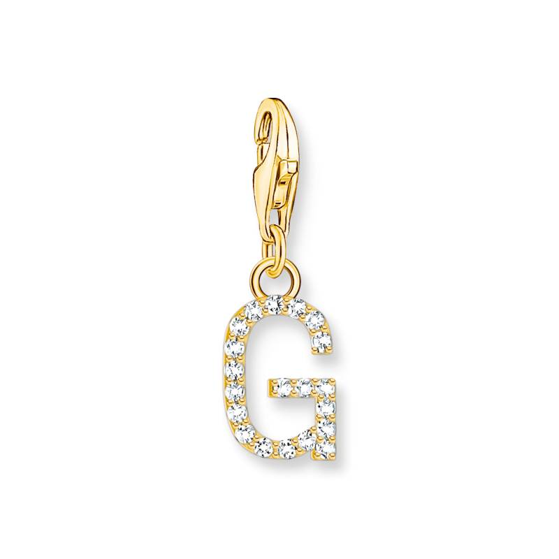 Thomas Sabo Charm-Anhänger Buchstabe G mit weißen Steinen vergoldet weiß 1970-414-14 von Thomas Sabo