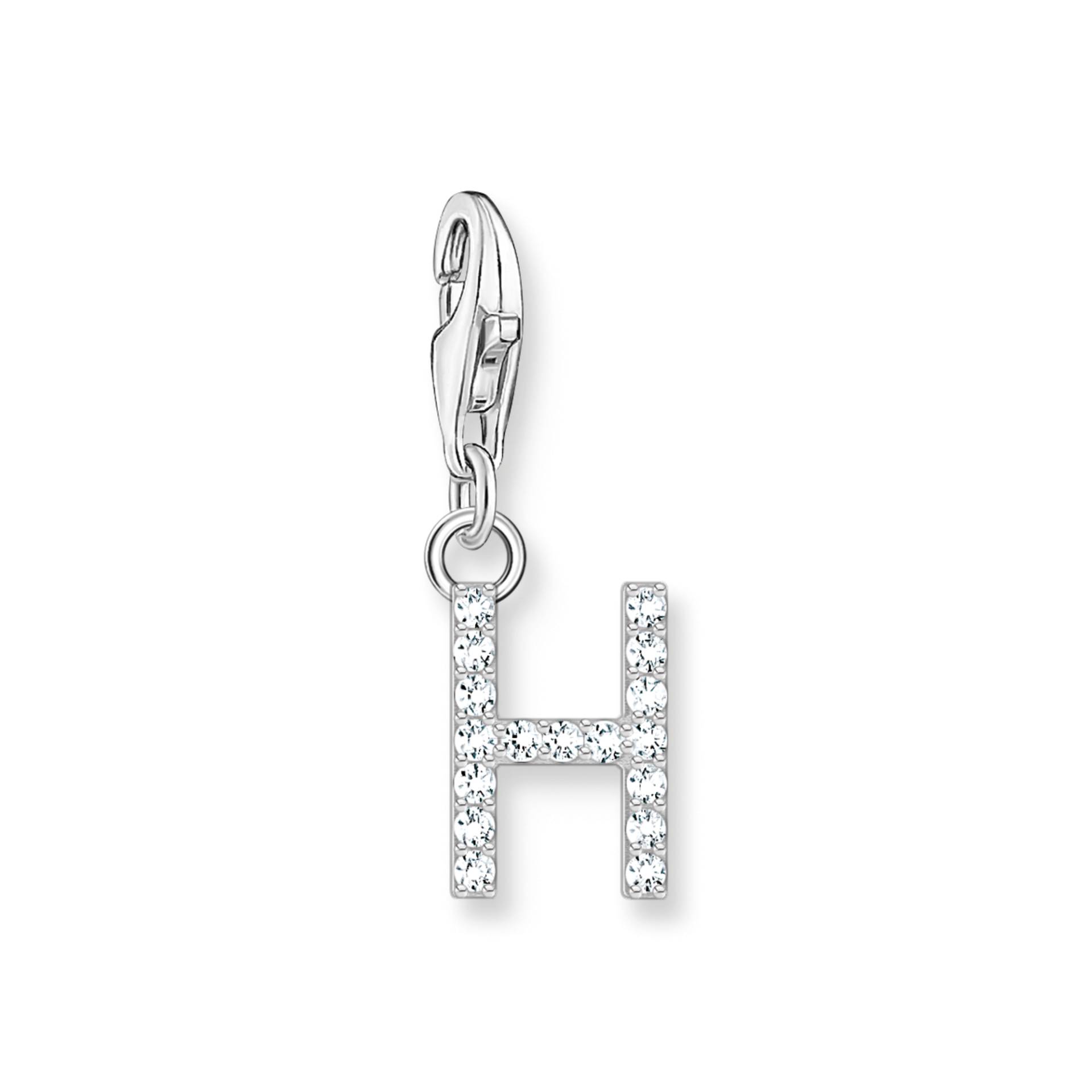 Thomas Sabo Charm-Anhänger Buchstabe H mit weißen Steinen Silber weiß 1947-051-14 von Thomas Sabo