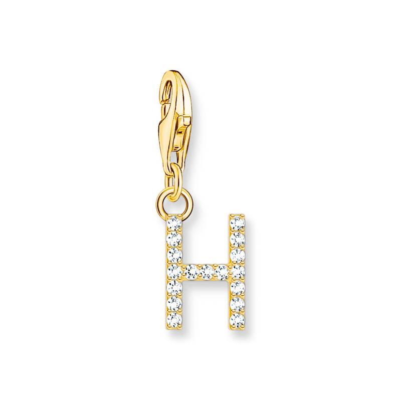 Thomas Sabo Charm-Anhänger Buchstabe H mit weißen Steinen vergoldet weiß 1971-414-14 von Thomas Sabo