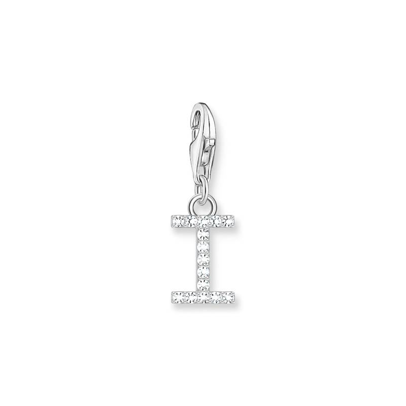 Thomas Sabo Charm-Anhänger Buchstabe I mit weißen Steinen Silber weiß 1948-051-14 von Thomas Sabo