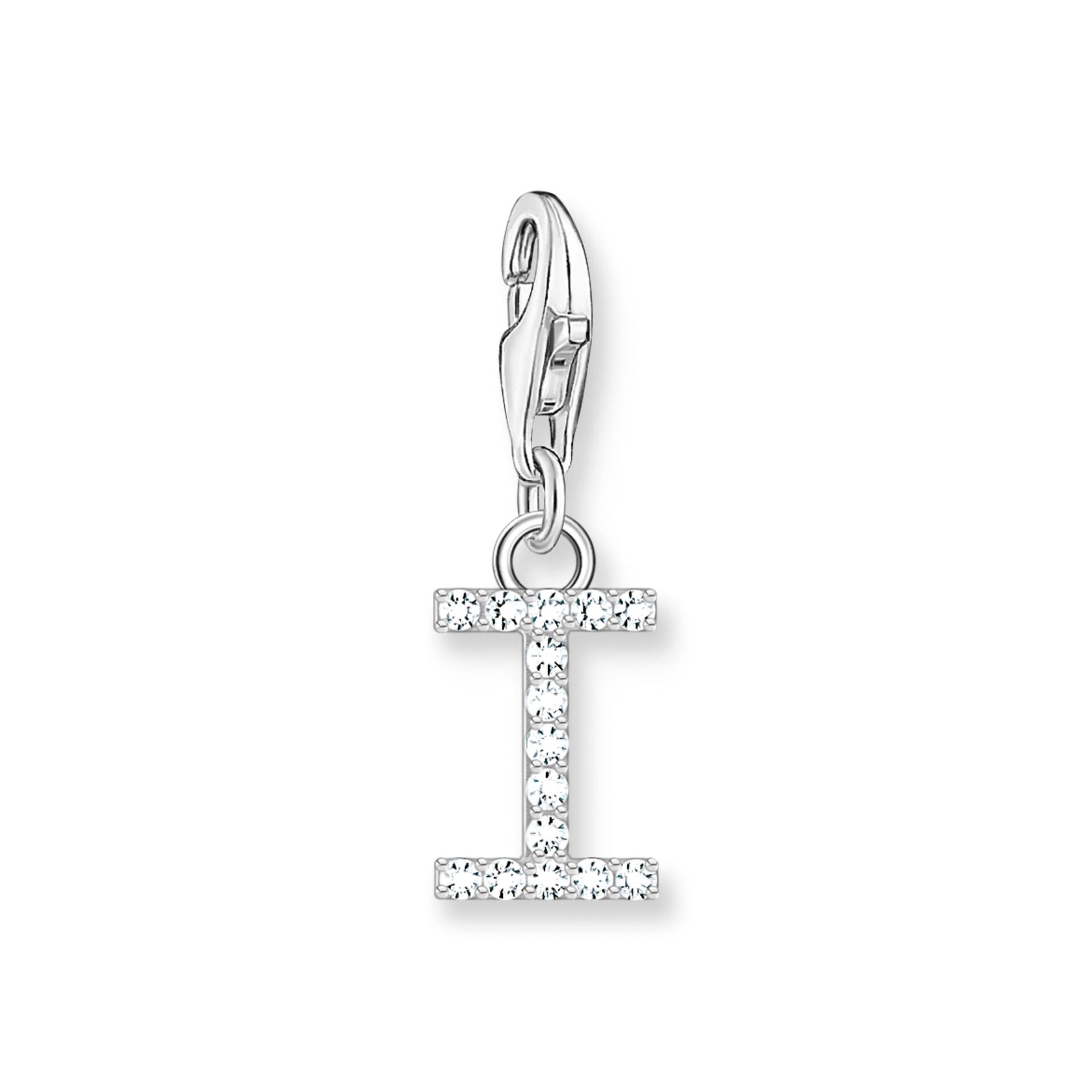 Thomas Sabo Charm-Anhänger Buchstabe I mit weißen Steinen Silber weiß 1948-051-14 von Thomas Sabo