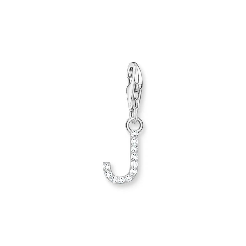 Thomas Sabo Charm-Anhänger Buchstabe J mit weißen Steinen Silber weiß 1949-051-14 von Thomas Sabo