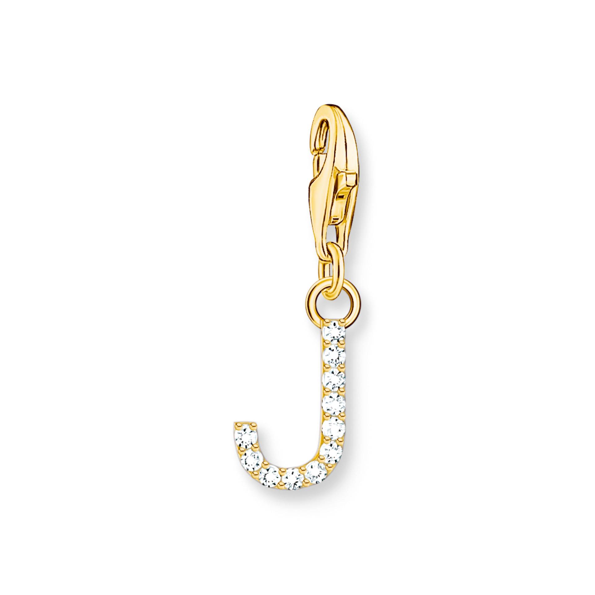 Thomas Sabo Charm-Anhänger Buchstabe J mit weißen Steinen vergoldet weiß 1973-414-14 von Thomas Sabo