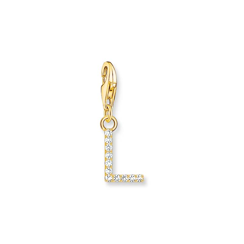 Thomas Sabo Charm-Anhänger Buchstabe L mit weißen Steinen vergoldet weiß 1975-414-14 von Thomas Sabo