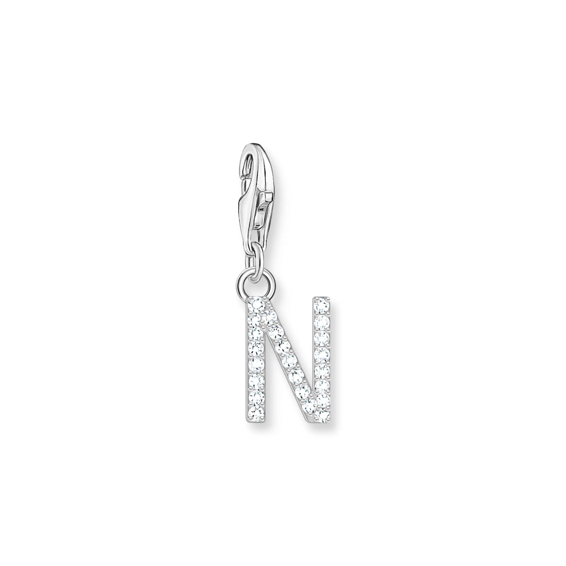 Thomas Sabo Charm-Anhänger Buchstabe N mit weißen Steinen Silber weiß 1951-051-14 von Thomas Sabo