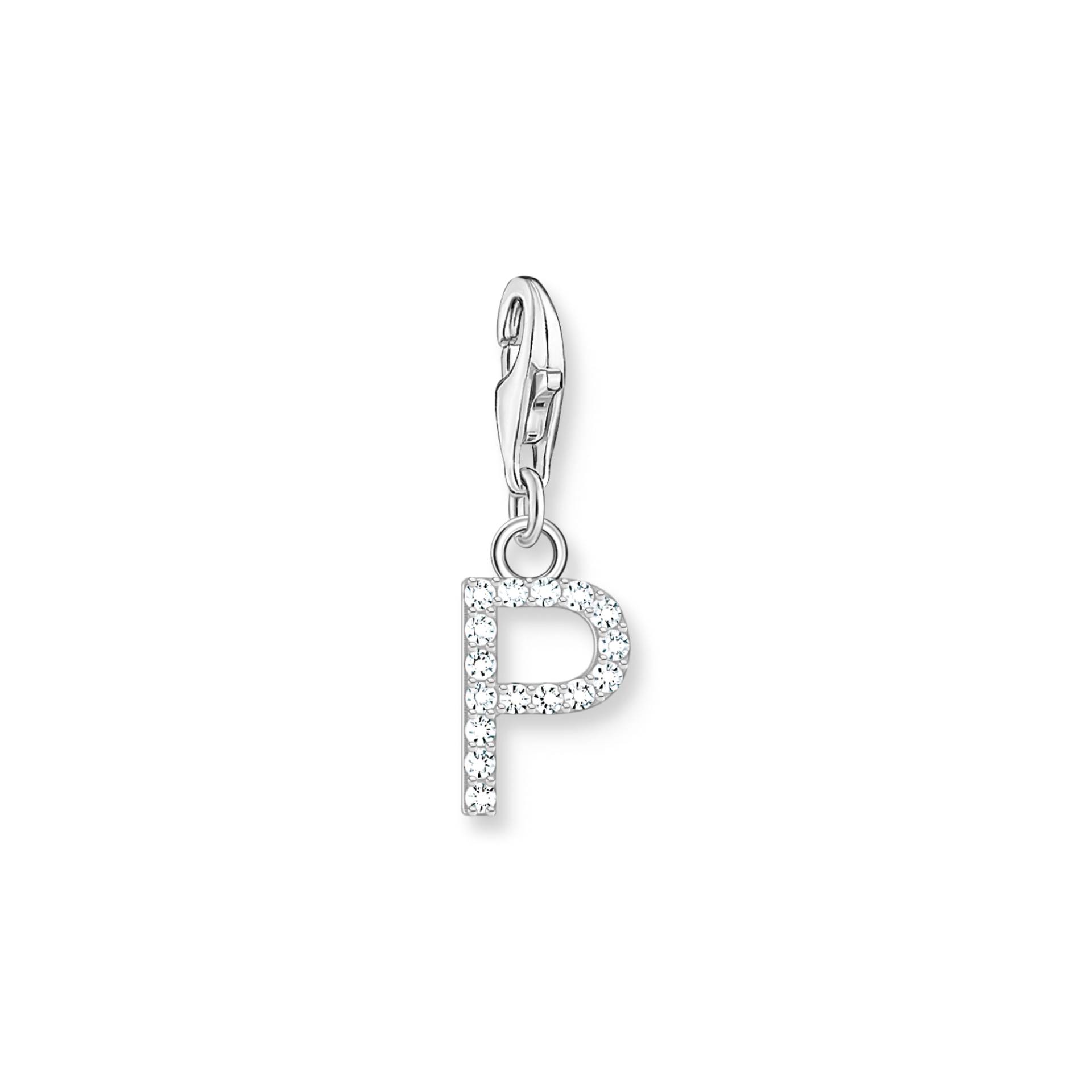 Thomas Sabo Charm-Anhänger Buchstabe P mit weißen Steinen Silber weiß 1953-051-14 von Thomas Sabo