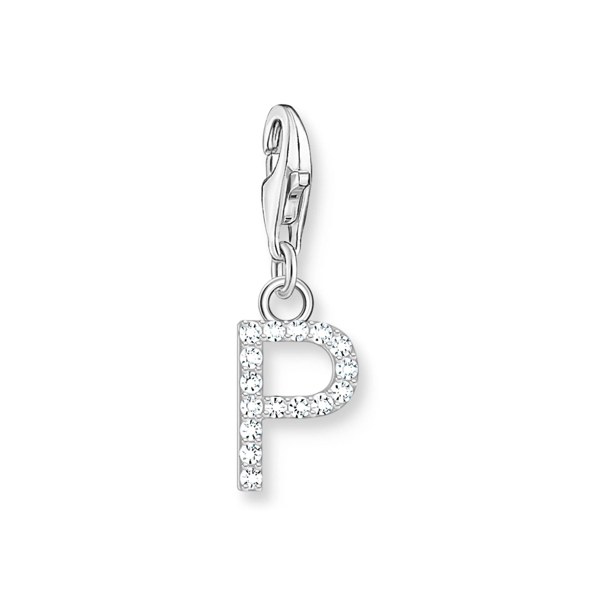 Thomas Sabo Charm-Anhänger Buchstabe P mit weißen Steinen Silber weiß 1953-051-14 von Thomas Sabo