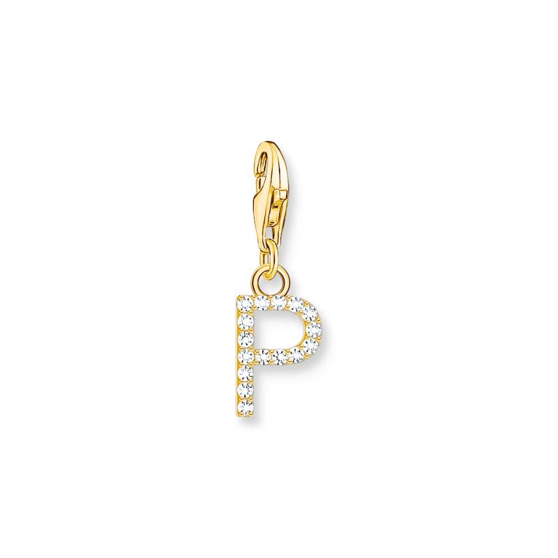 Thomas Sabo Charm-Anhänger Buchstabe P mit weißen Steinen vergoldet weiß 1979-414-14 von Thomas Sabo