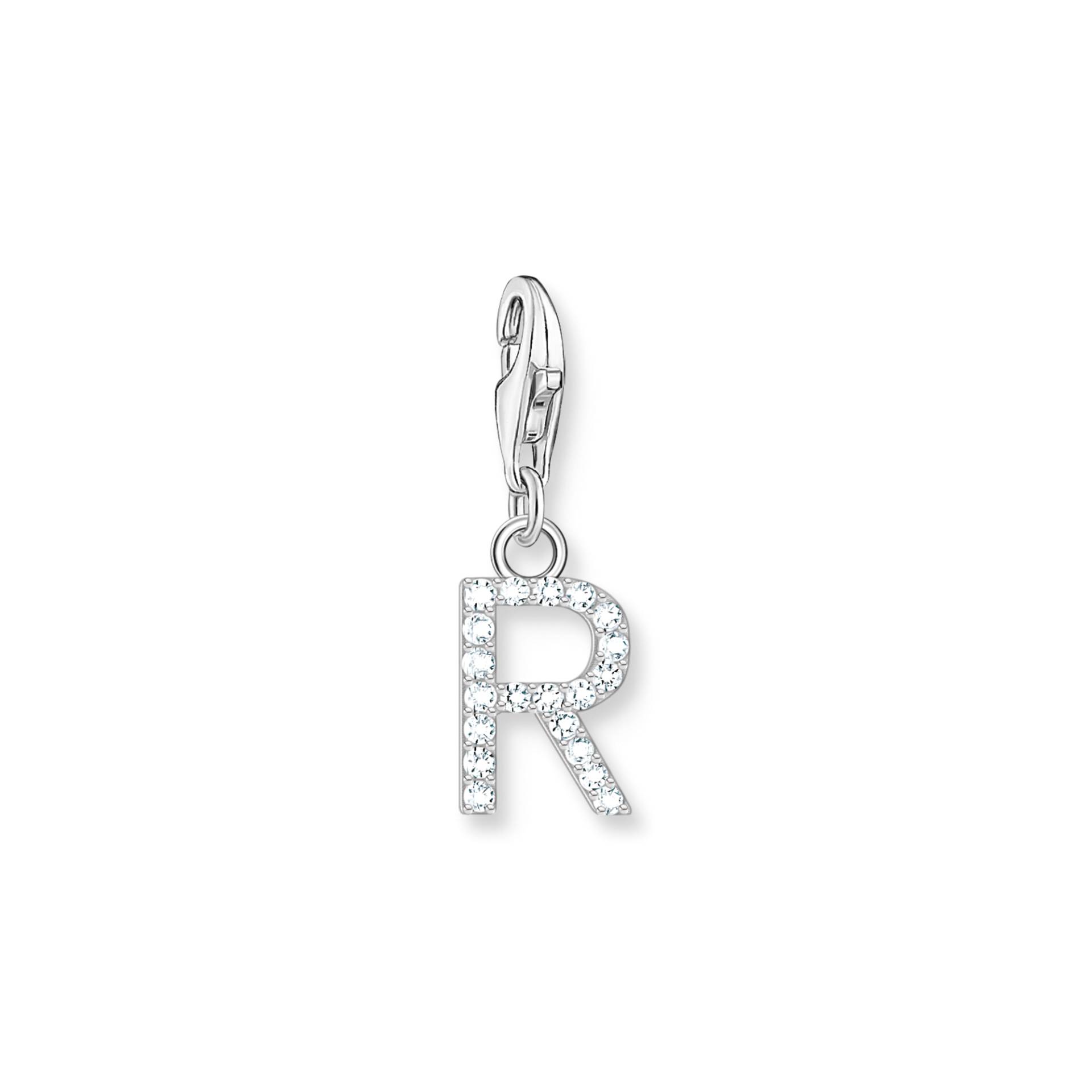 Thomas Sabo Charm-Anhänger Buchstabe R mit weißen Steinen Silber weiß 1955-051-14 von Thomas Sabo