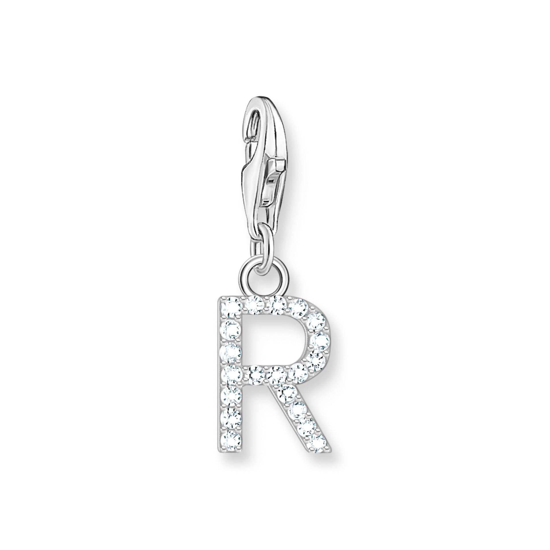 Thomas Sabo Charm-Anhänger Buchstabe R mit weißen Steinen Silber weiß 1955-051-14 von Thomas Sabo