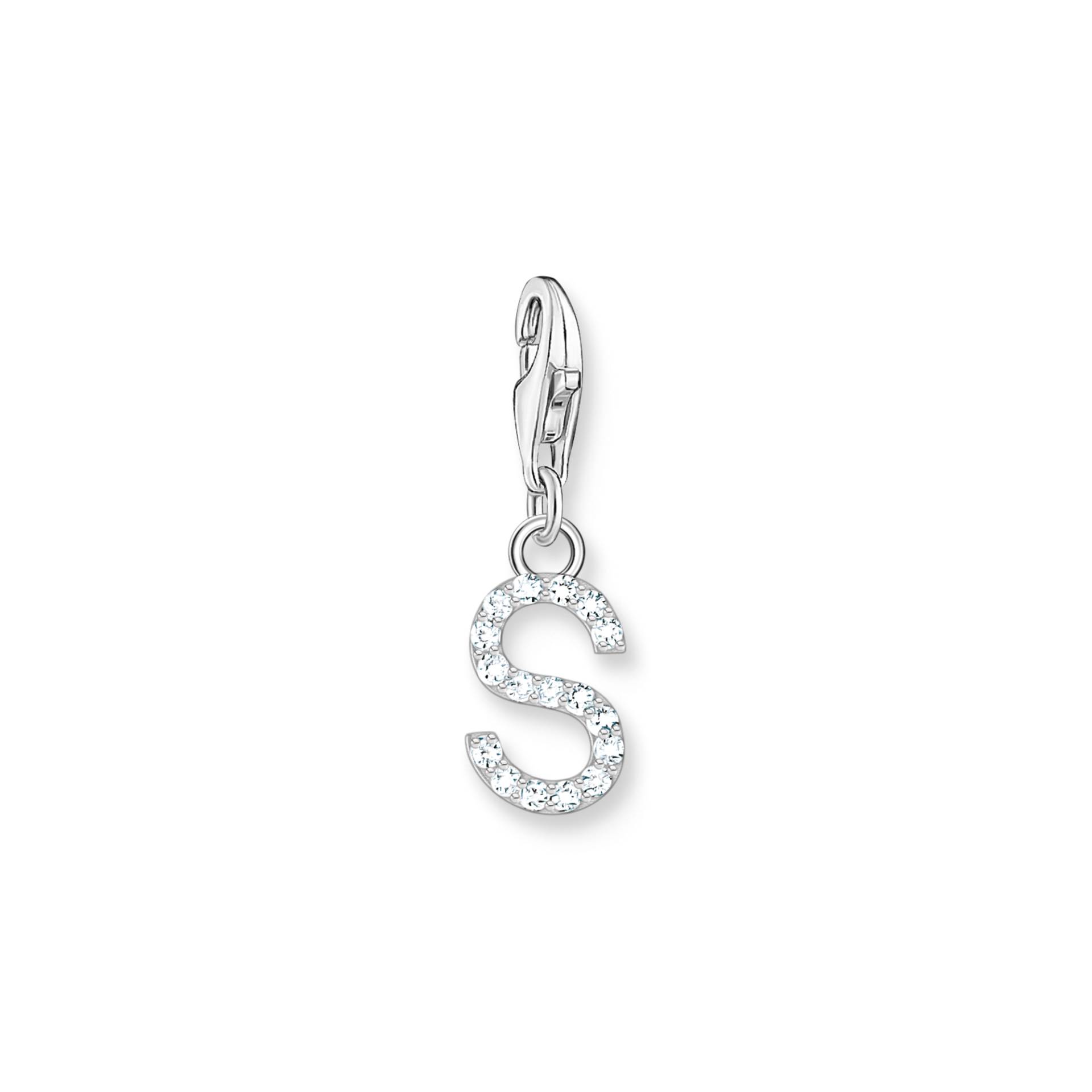 Thomas Sabo Charm-Anhänger Buchstabe S mit weißen Steinen Silber weiß 1956-051-14 von Thomas Sabo