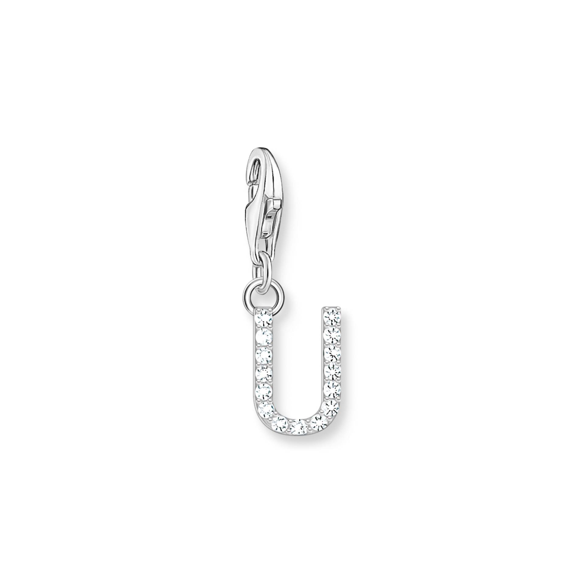 Thomas Sabo Charm-Anhänger Buchstabe U mit weißen Steinen Silber weiß 1958-051-14 von Thomas Sabo