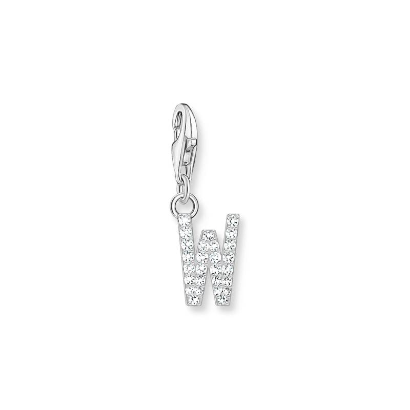 Thomas Sabo Charm-Anhänger Buchstabe W mit weißen Steinen Silber weiß 1960-051-14 von Thomas Sabo