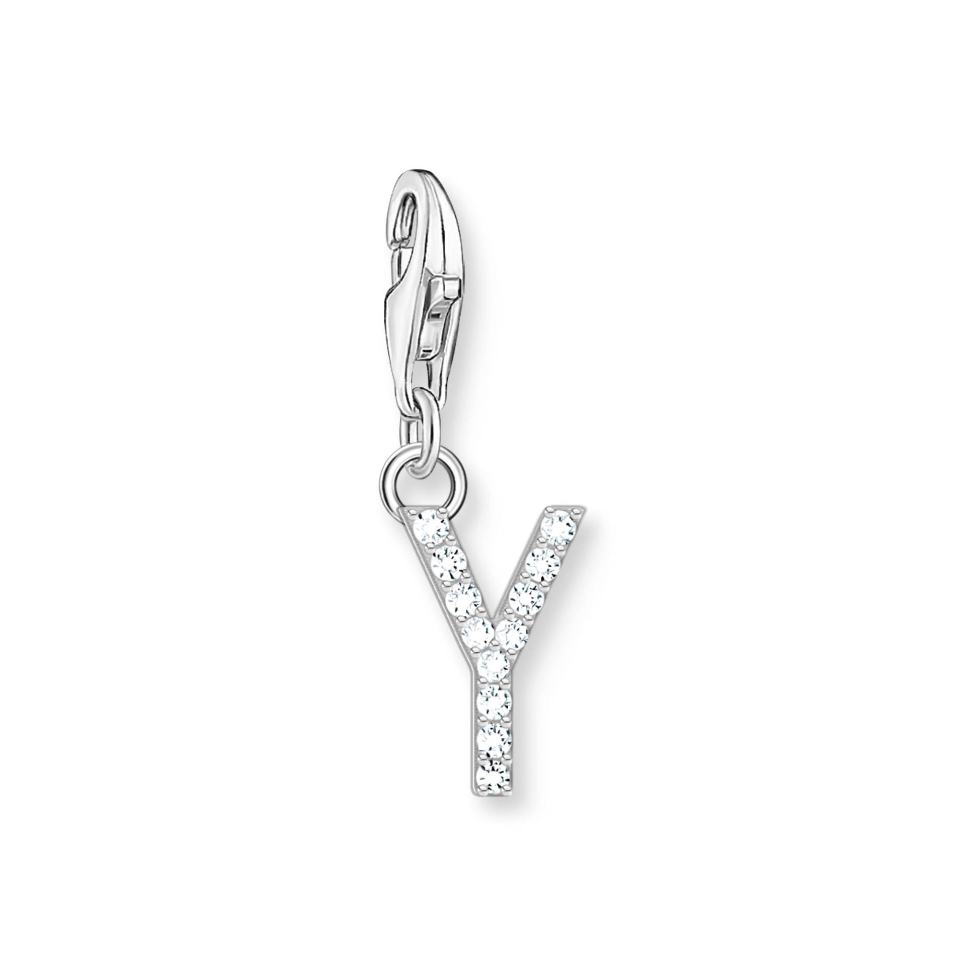 Thomas Sabo Charm-Anhänger Buchstabe Y mit weißen Steinen Silber weiß 1962-051-14 von Thomas Sabo