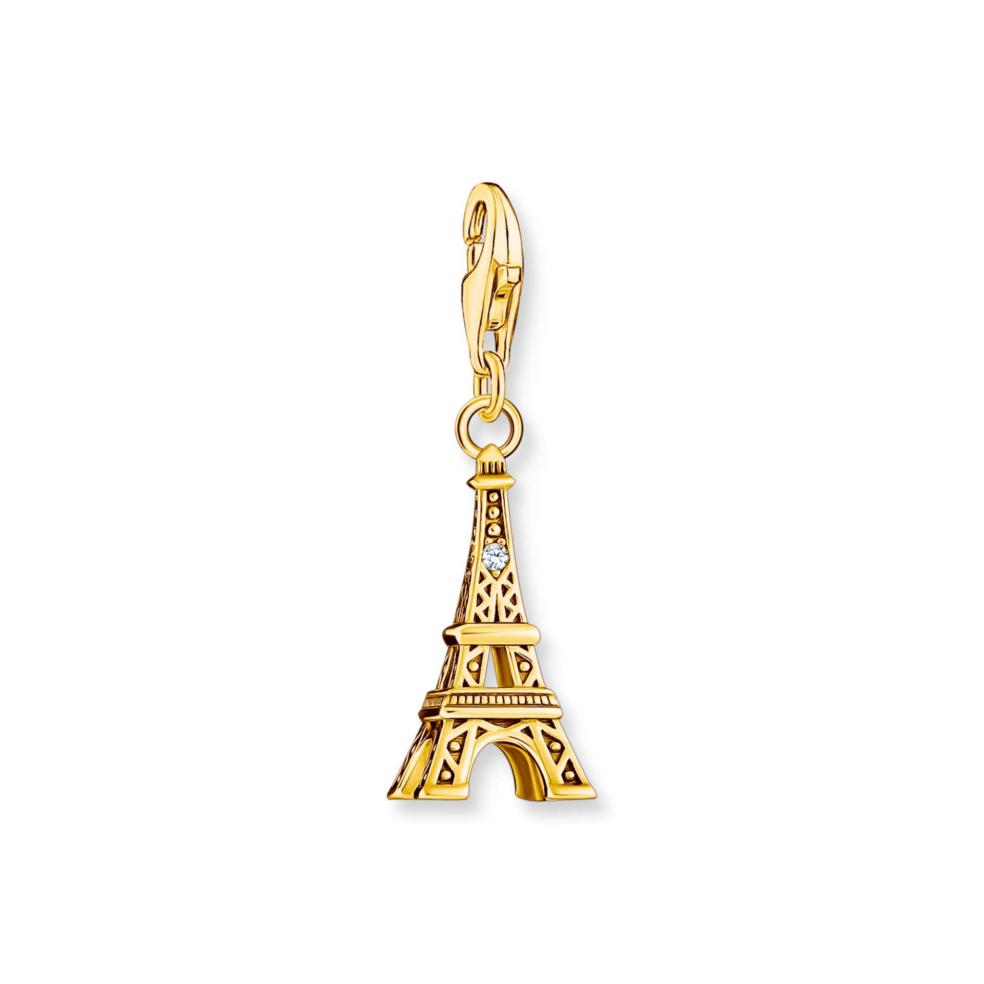 Thomas Sabo Charm-Anhänger Eiffelturm mit weißem Zirkonia vergoldet gelbgoldfarben 2075-414-39 von Thomas Sabo