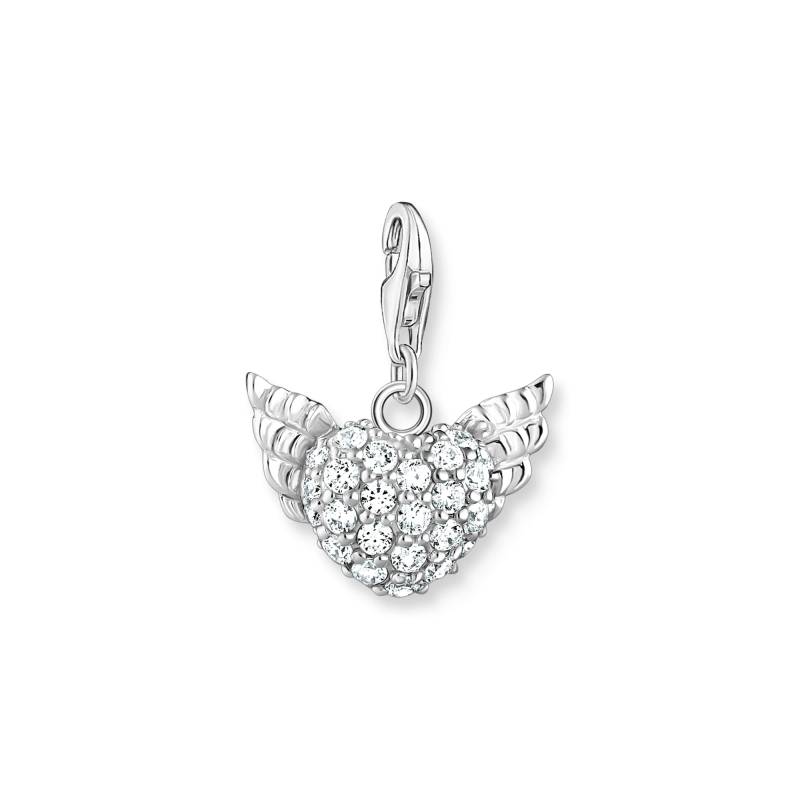 Thomas Sabo Charm-Anhänger Flügelherz weiße Steine silber weiß 0626-051-14 von Thomas Sabo