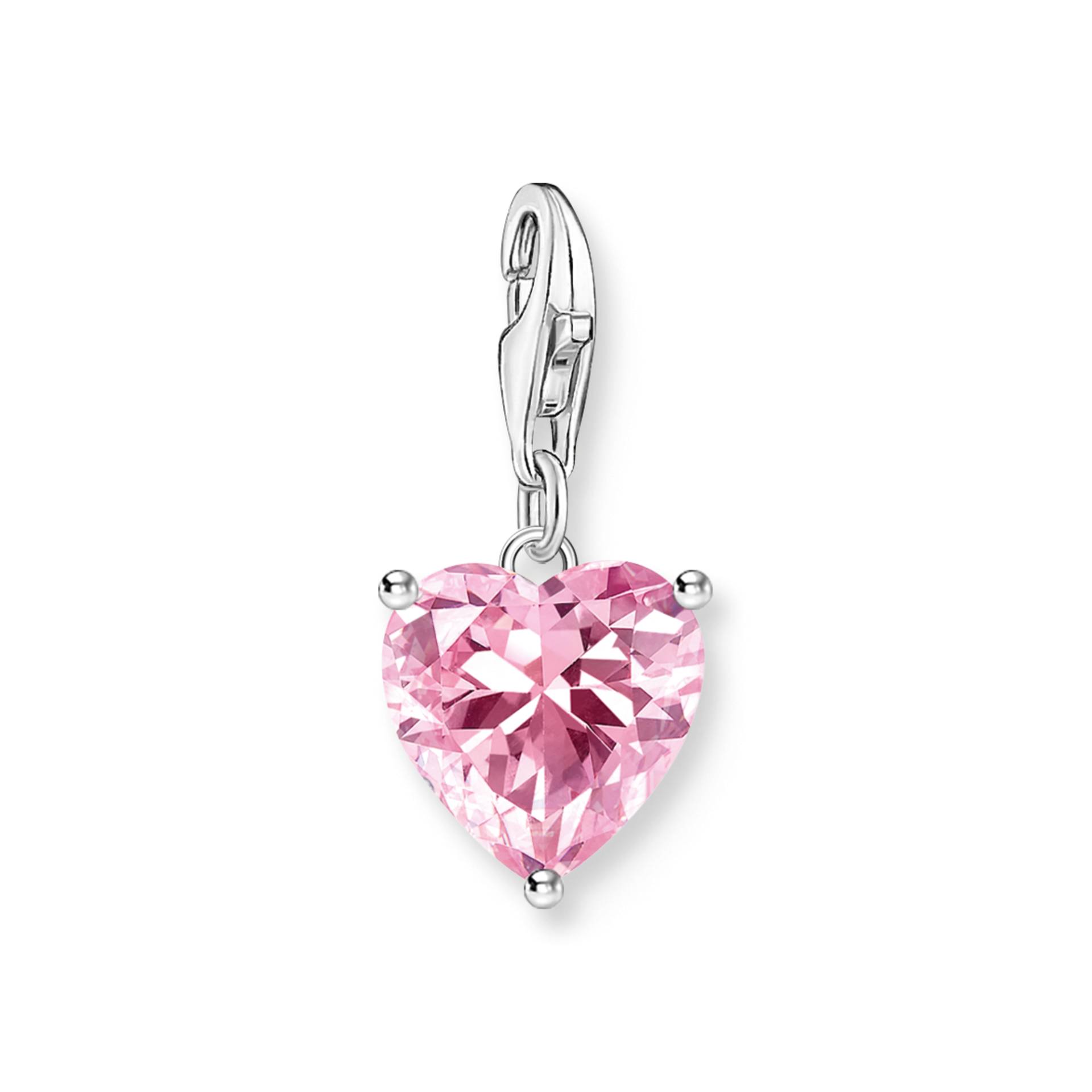 Thomas Sabo Charm-Anhänger Herz mit pinkfarbenem Stein Silber pink 2205-051-9 von Thomas Sabo