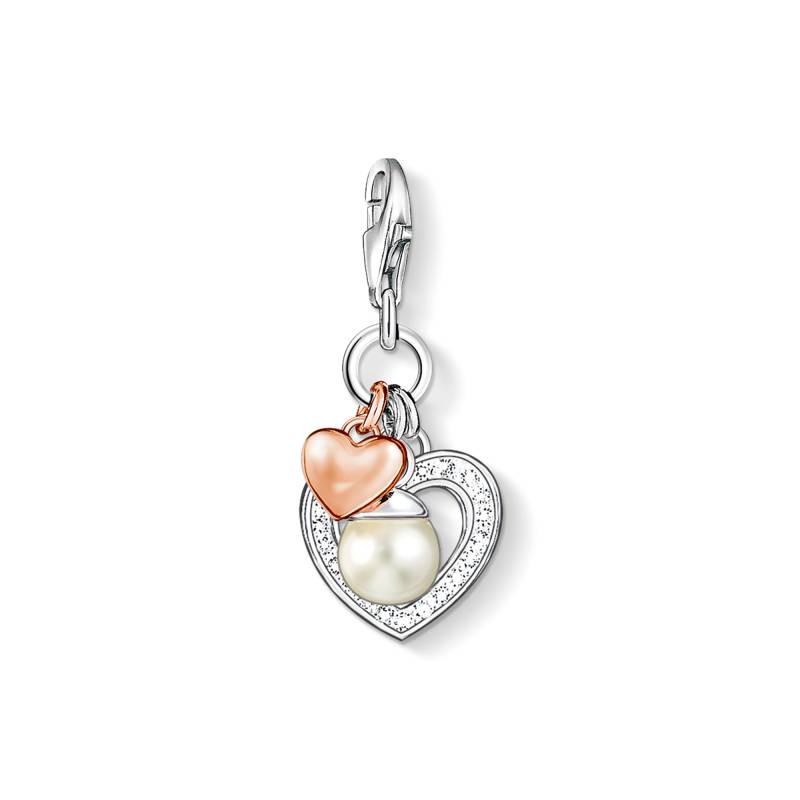 Thomas Sabo Charm-Anhänger Herzen mit Perle weiß 0937-426-14 von Thomas Sabo