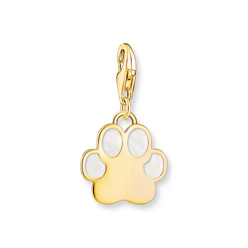 Thomas Sabo Charm-Anhänger Hundepfote mit weißer Kaltemaille vergoldet gelbgoldfarben 2014-427-39 von Thomas Sabo