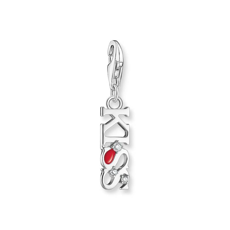 Thomas Sabo Charm-Anhänger KISS mit weißen Steinen Silber rot 2066-041-10 von Thomas Sabo