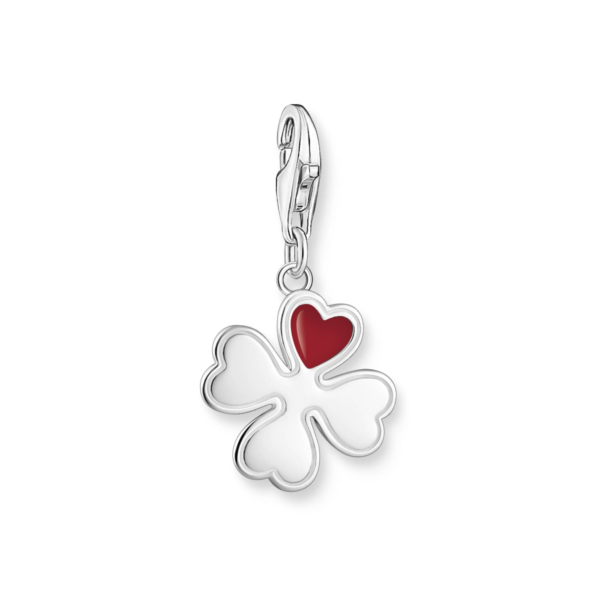 Thomas Sabo Charm-Anhänger Kleeblatt mit rotem Herz Silber rot 2222-007-10 von Thomas Sabo