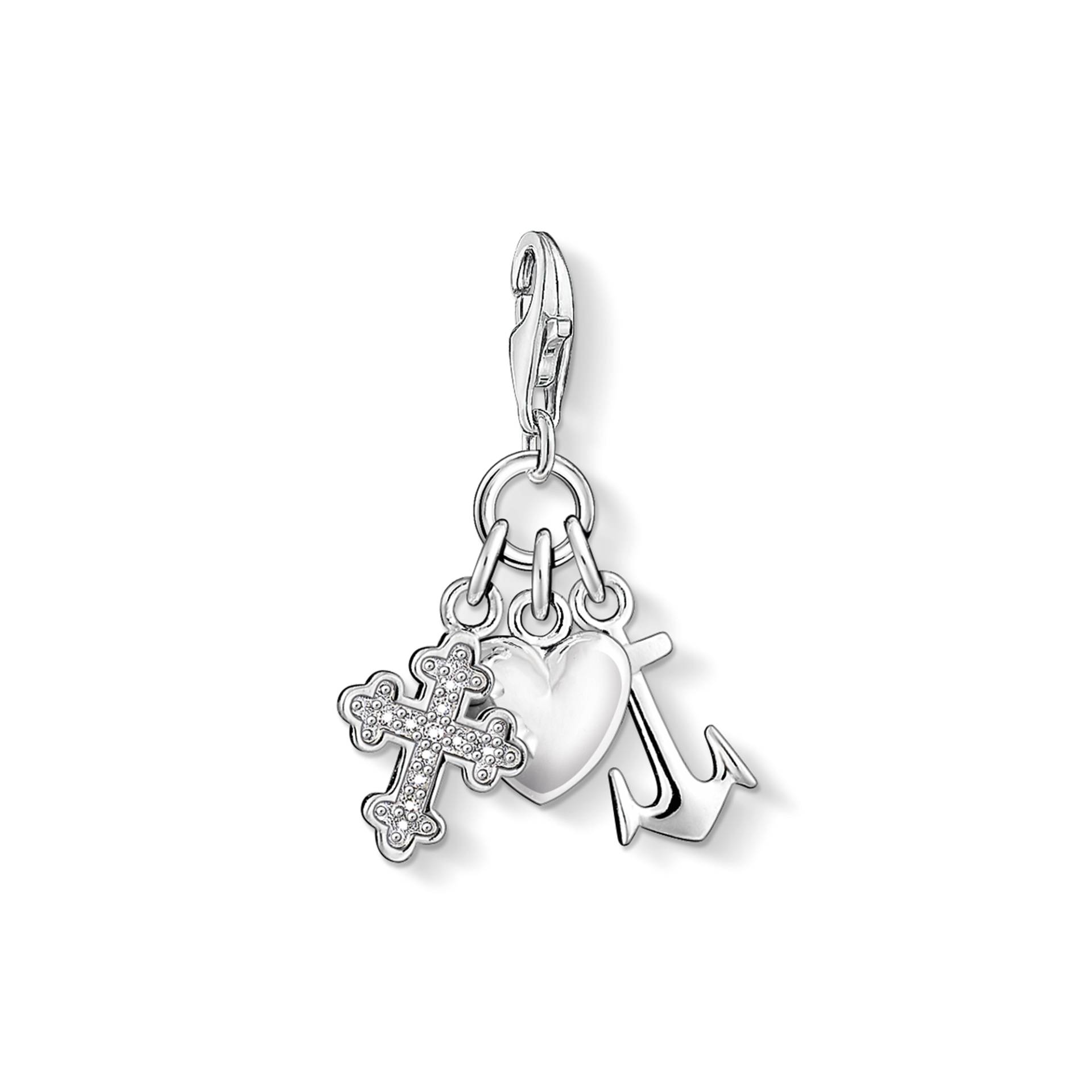Thomas Sabo Charm-Anhänger Kreuz, Herz, Anker weiß 0409-051-14 von Thomas Sabo