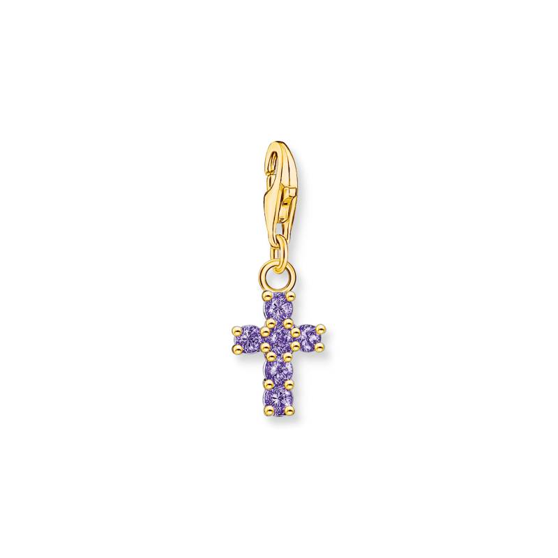 Thomas Sabo Charm-Anhänger Kreuz mit violetten Steinen vergoldet violett 2036-414-13 von Thomas Sabo