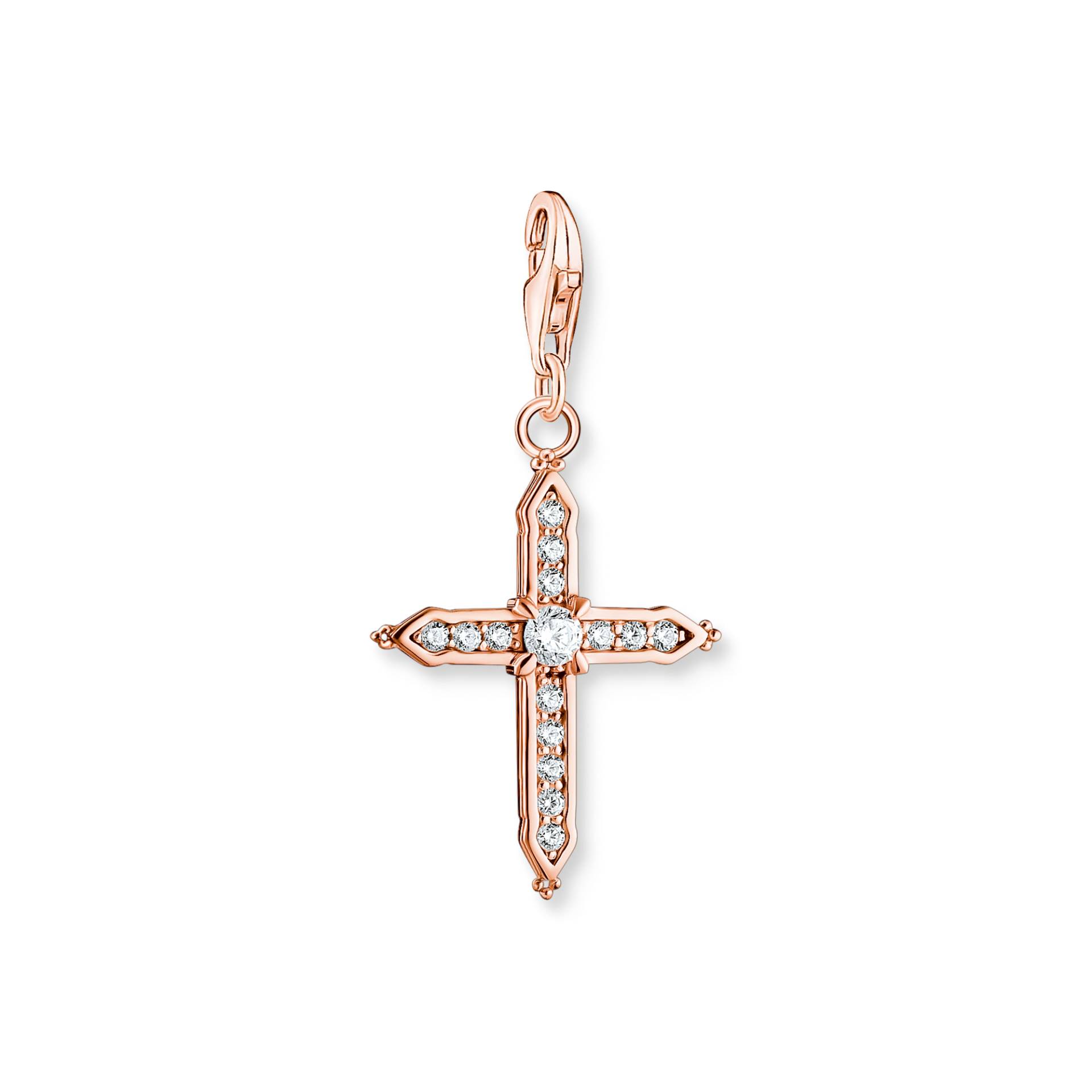 Thomas Sabo Charm-Anhänger Kreuz mit weißen Steinen roségold weiß 1913-416-14 von Thomas Sabo