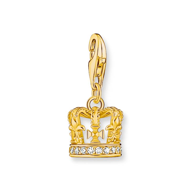 Thomas Sabo Charm-Anhänger LONDON Krone mit weißen Steinen vergoldet gelbgoldfarben 2123-414-39 von Thomas Sabo