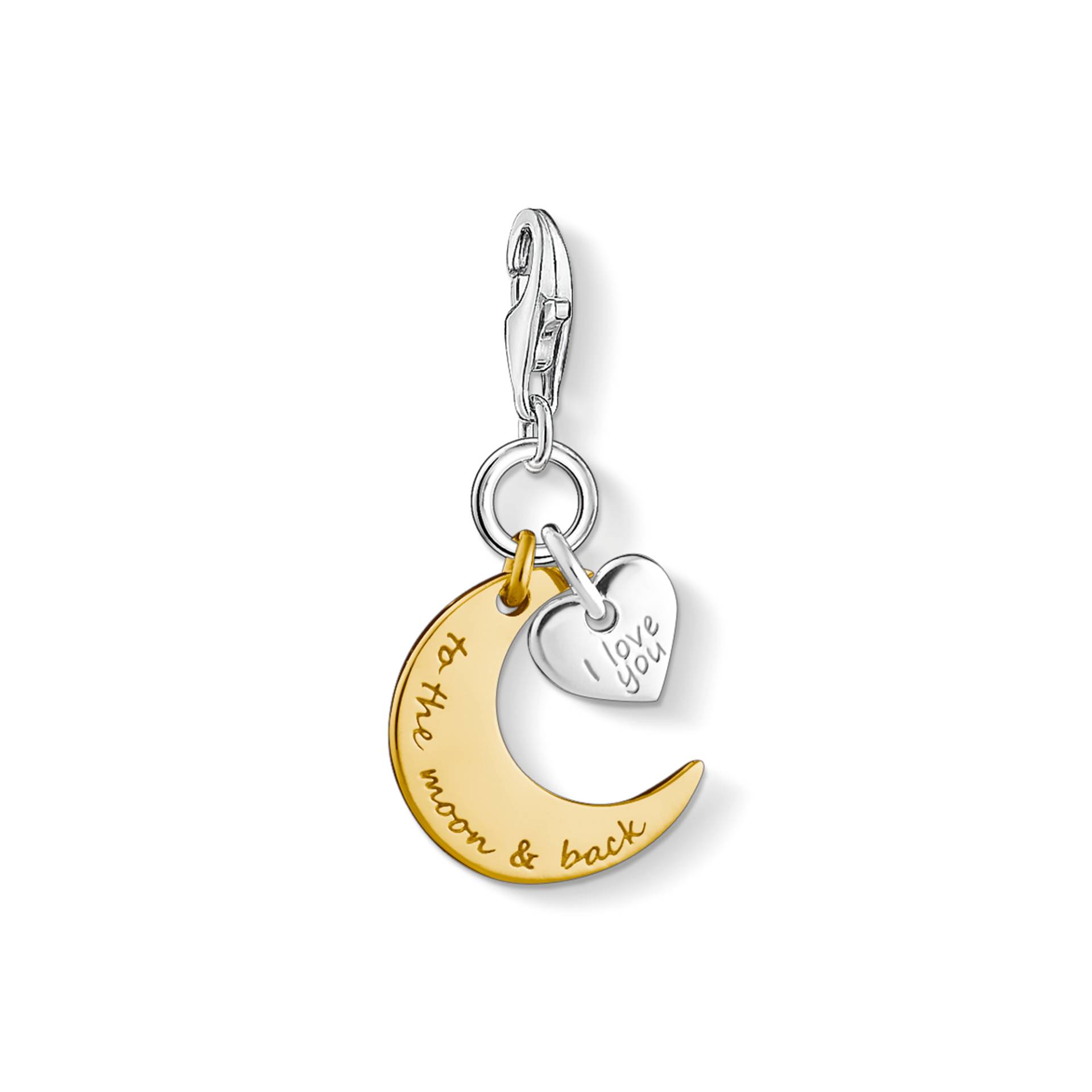 Thomas Sabo Charm-Anhänger Mond und Herz I Love you TO THE MOON und BACK gelbgoldfarben 1443-413-39 von Thomas Sabo