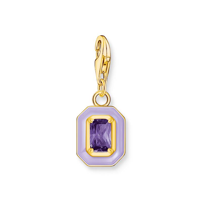 Thomas Sabo Charm-Anhänger Oktagon mit violettem Stein und Kaltemaille vergoldet violett 2034-565-13 von Thomas Sabo