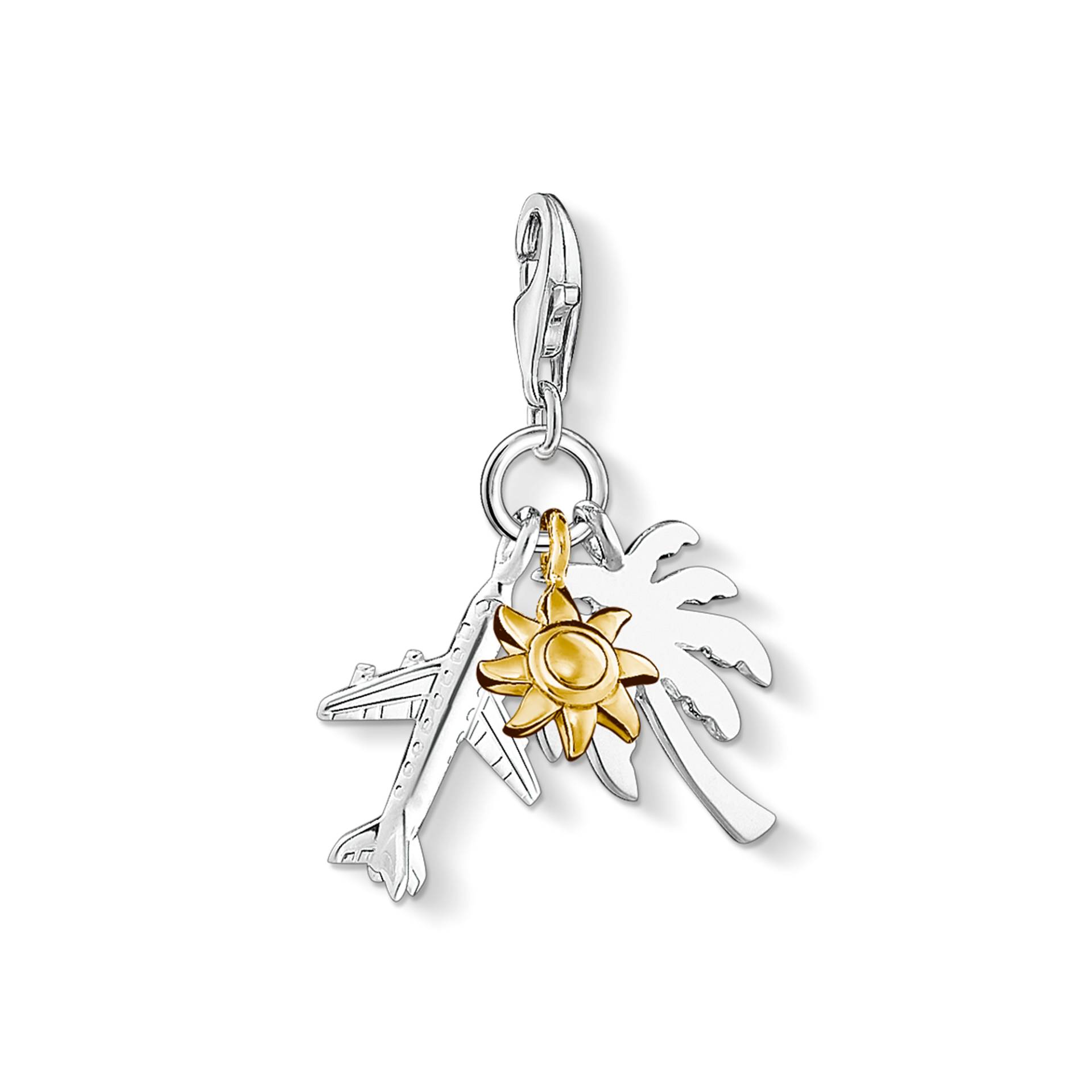 Thomas Sabo Charm-Anhänger Palme, Sonne, Flugzeug silberfarben 1430-413-21 von Thomas Sabo