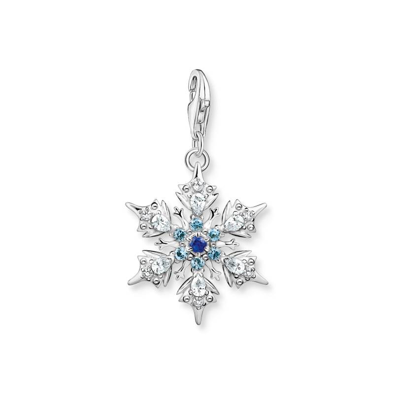 Thomas Sabo Charm-Anhänger Schneeflocke mit blauen Steinen silber mehrfarbig 1902-945-7 von Thomas Sabo