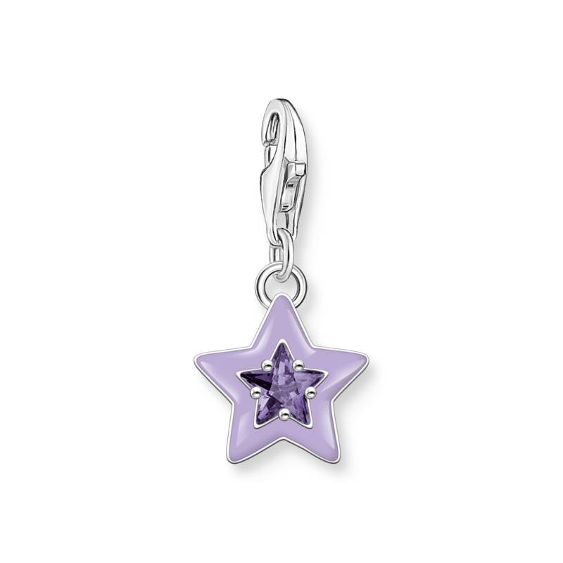 Thomas Sabo Charm-Anhänger Stern mit violetten Steinen und Kaltemaille Silber violett 2039-041-13 von Thomas Sabo